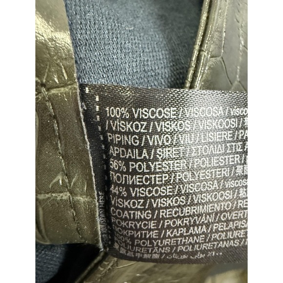 MNG Pants Womens 4 Olive Green Faux Croc Leather Coated High Rise Trousers Y2K - Picture 7 of 7